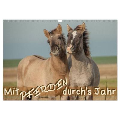 Mit Pferden durch´s Jahr (Wandkalender 2027 DIN A3 quer), CALVENDO Monatskalender