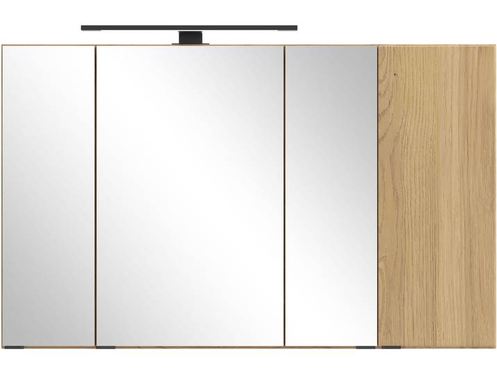 Spiegelschrank WELLTIME MAILAND, gedämpfte Scharniere, LED-Aufbauleuchte , braun (wildeiche), B:105cm H:64cm T:20cm, MDF, Schränke, Spiegelschrank, Wildeiche, LED-Aufbauleuchte, gedämpfte Scharniere
