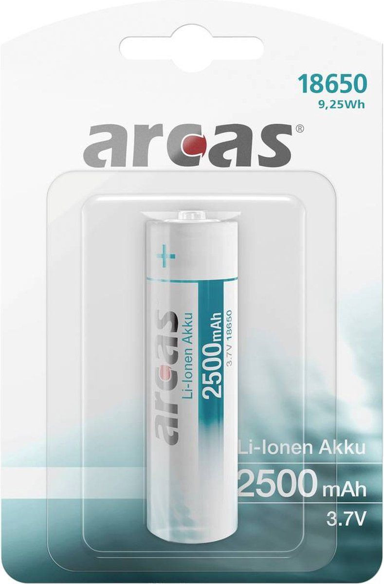 Arcas IMC18650BP1 Oplaadbare 18650 Li-ion batterij 3.7 V 2500 mAh met PTC- en CID-veiligheidsschakeling