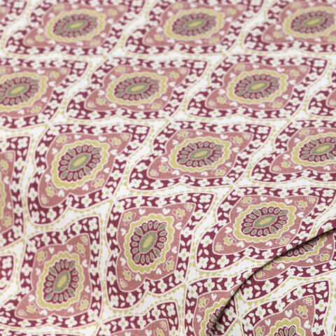 Baumwollstoff-Digitaldruck Rauten-Ornament "Dana", weiß-color