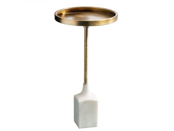 Beistelltisch TRAYFUL 30cm - gold weiß - Metall - robust Couchtisch Handgefertigt, hochwertig, minimalistischer Stil, Eyecatcher, Marmorfuß, 40 kg Belastbarkeit