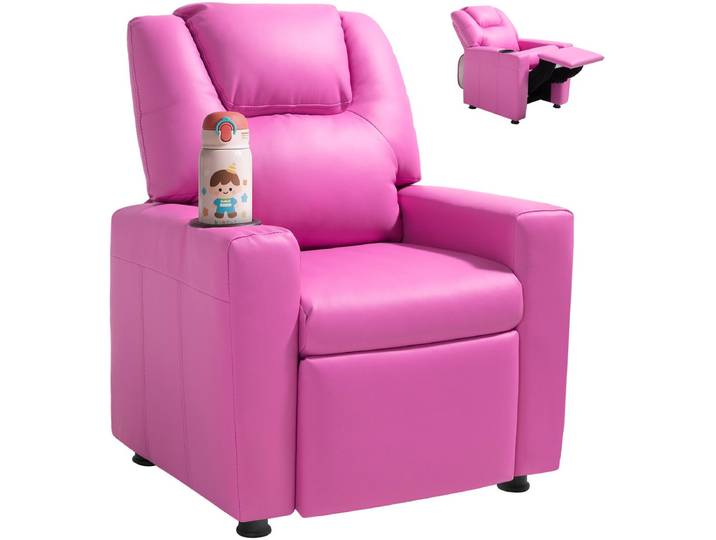 VEVOR Kinderfauteuil PU Lederen Kinderstoel met Bekerhouder Verstelbaar