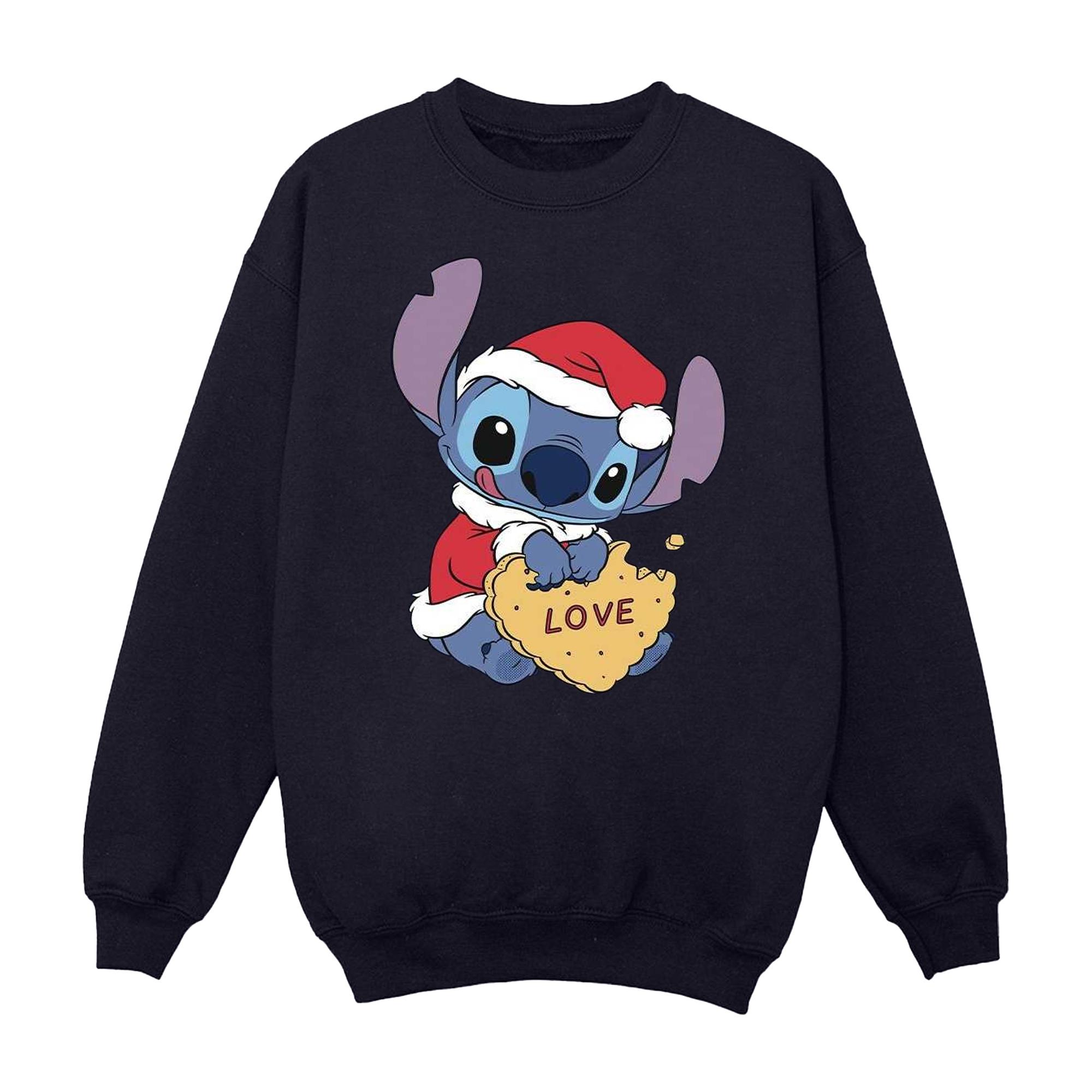Disney Heren Lilo And Stitch Kerstmis Love Biscuit Sweatshirt (Marineblauw)