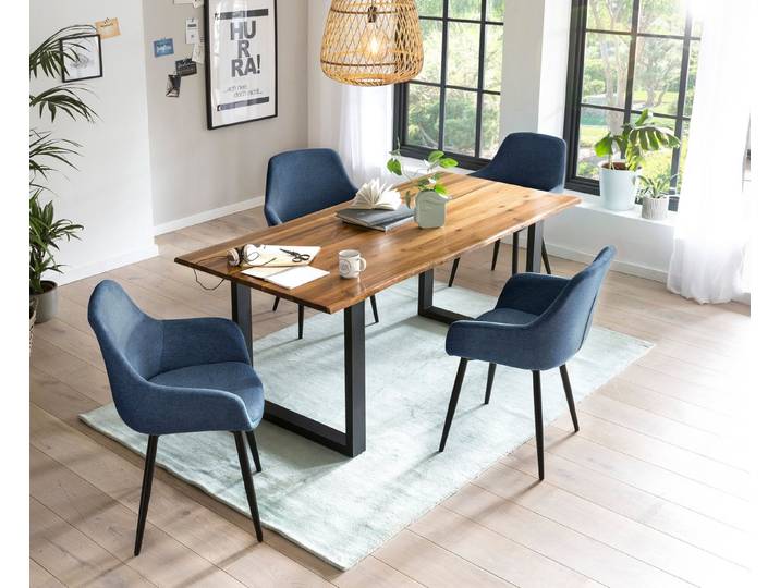 SalesFever Essgruppe - stilvolles Design, (Set, 5-tlg), 5-teiliges Set mit authentischer Baumkanten-Tischplatte