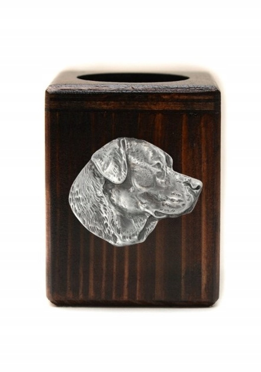Handgemaakte houten Labrador Retriever kandelaar voor theelichtjes