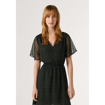 Maxikleid PEPE JEANS "dress MARIUS DRESS", Damen, Gr. XS, Normalgrößen, schwarz, 100% Polyester, Kleider Maxikleid