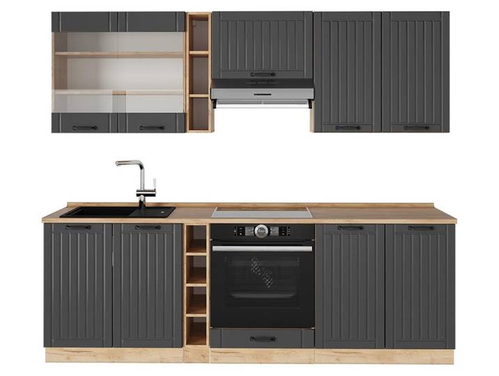 Cuisine Vicco Fame-Line Gris foncé 235cm \, PT Chêne\, Model 57544