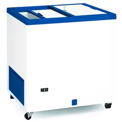 CSB Professionelle Kühltruhe 85 cm und 220 Liter mit blickdichten Schiebetüren. Industrielle Gefriertruhe für Bar, Restaurant und Catering.