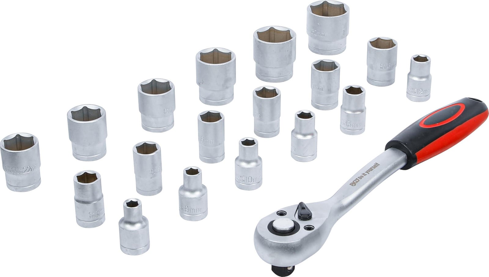 Kraftmann 15110 Sleutelset, 12,5 inch (1/2 inch), 19-delig