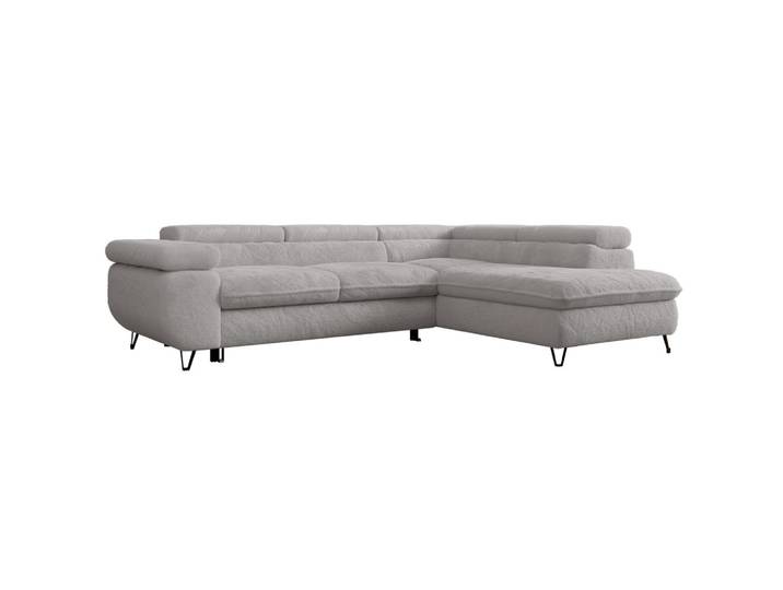 ECKSOFA PEDRO L Hellgrau Plüsch - Rechts Seite