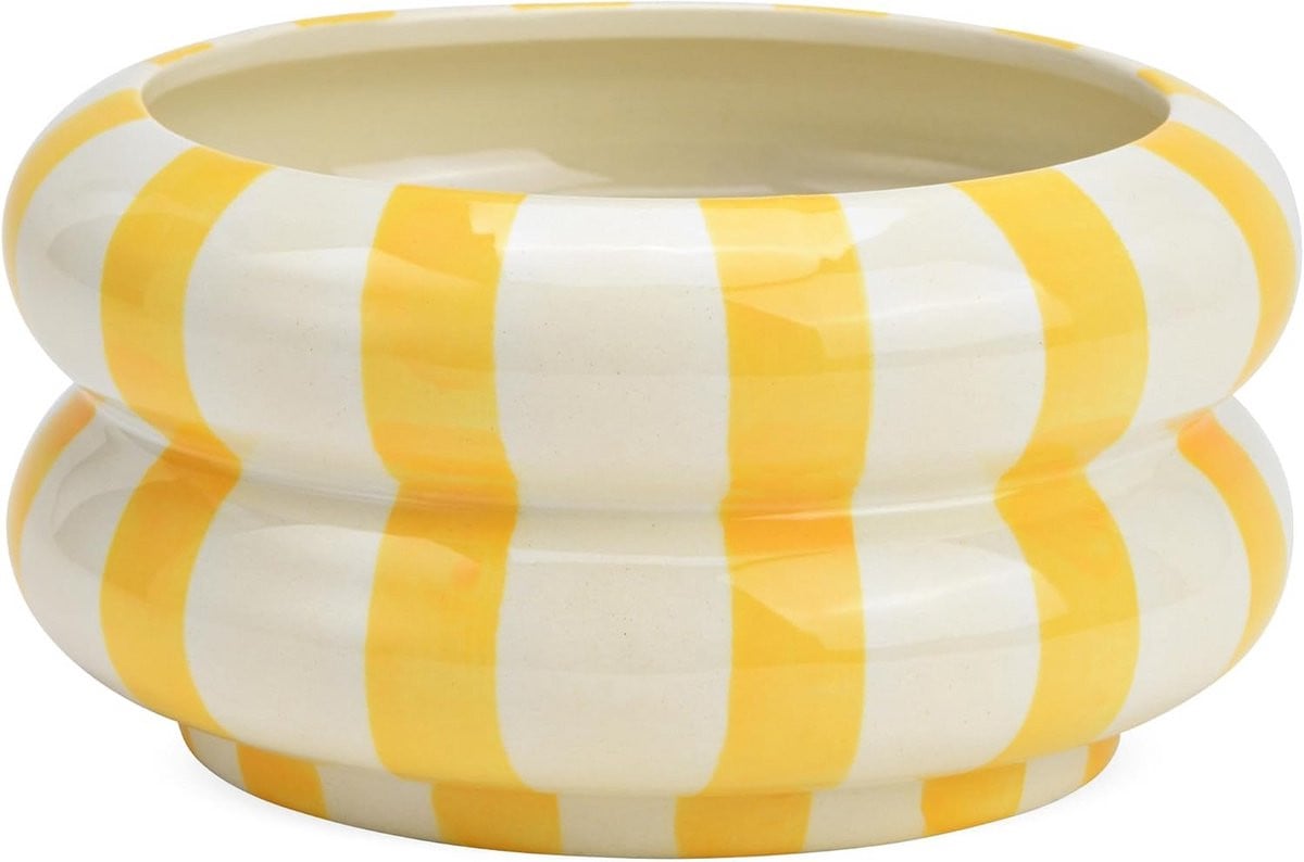 Decoratieve Keramische Schaal met Kleurrijke Strepen - Modern Woonaccessoire