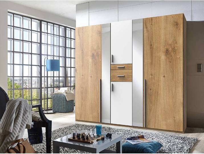 Drehtürenschrank Odessa 225cm Braun/Plankeneiche Dekor