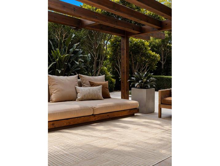 Tapis d'extérieur Nightingale Blanc/Marron/Marron/Blanc Polypropylène 120 x 170cm