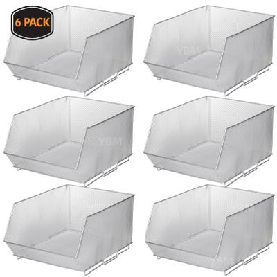 ybmhome Mesh Stacking Bin Silver Storage Containers Pantry Organizers Great