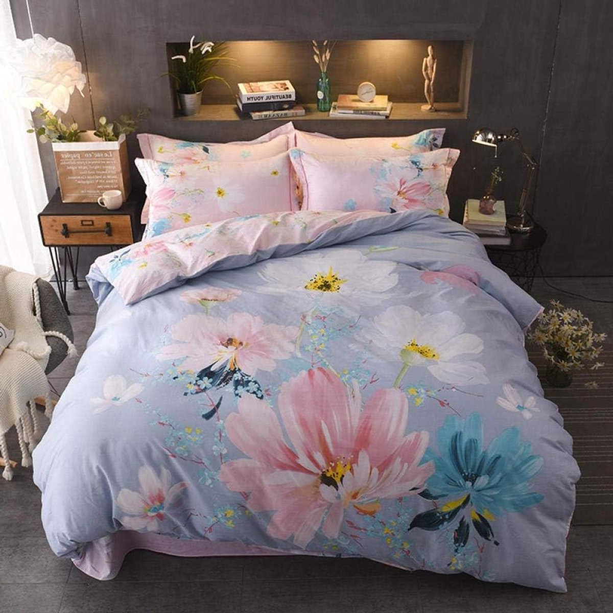 Blauw Dekbedovertrek Set met Anti-Bacteriële Eigenschappen - 200x230 cm