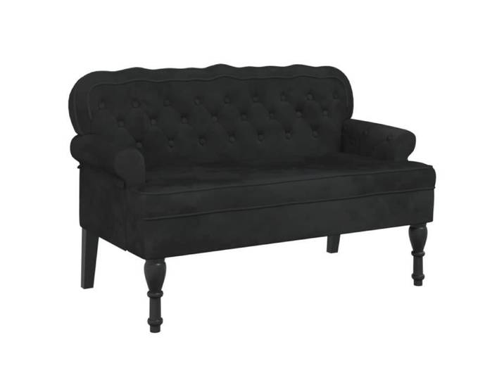 Banc avec dossier noir - Velours - 119 5x64 5x75 cm - Elégance - Chic
