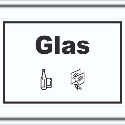 HB-Druck Glas Mülltrennung Schild Text Symbol Scheibe Flasche waagerecht A6 (105x148mm)