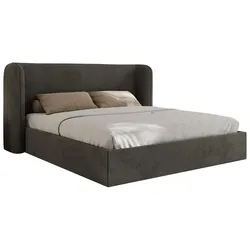 POLSTERBETT EMORA CLASSIC 160/200 - Dunkelgrau Velvet - Schaum-Matratze