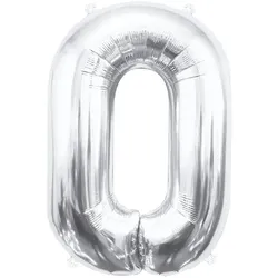 XL Folienballon Zahl 0 silber 85 cm
