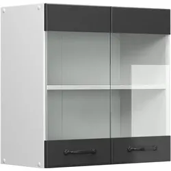 Vicco, Regal, Küchenfront R-Line, Anthrazit Landhaus, 59.2 x 59 cm Möbelfront für den Hängeglasschrank