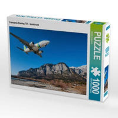 CALVENDO Puzzle Transavia Boeing 737 - Innsbruck | 1000 Teile Lege-Größe 64x48cm Foto-Puzzle für glückliche Stunden