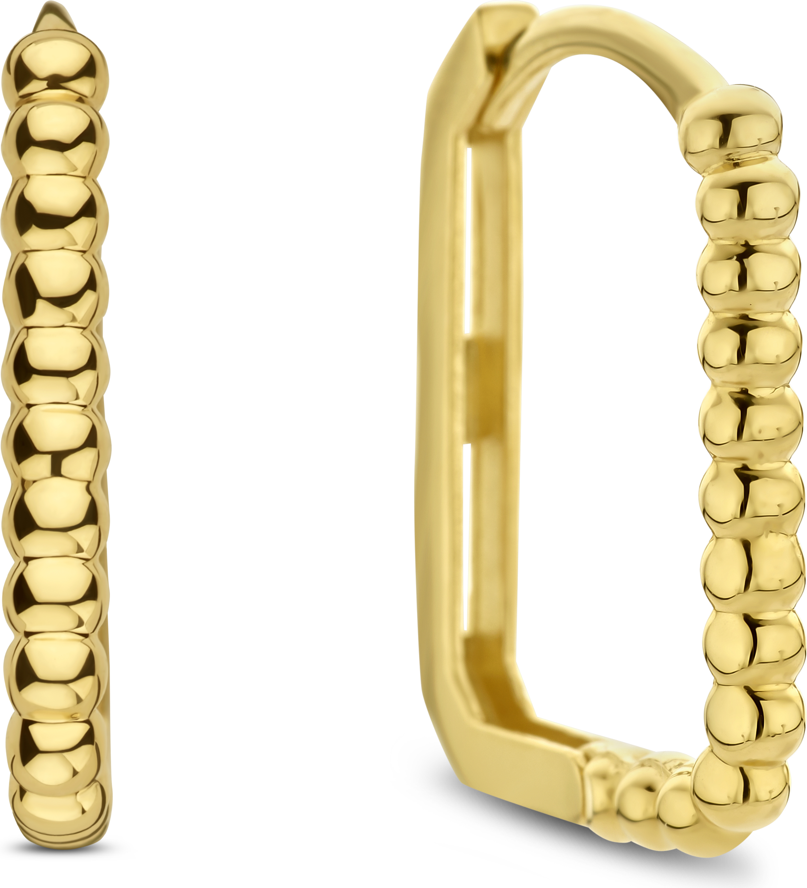 New Bling 9NBG-0751 Gold-Ohrringe Rechteckig - Ohrringe - Kugeln - 15x11mm - 2mm breit - 15mm Länge - 14 Karat - Gold