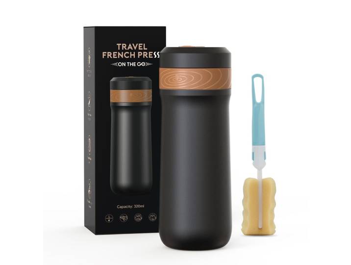 ICafilas – cafetière Portable de 320ml, presse française, tasse de voyage isolée en acier inoxydable avec filtre à piston à café