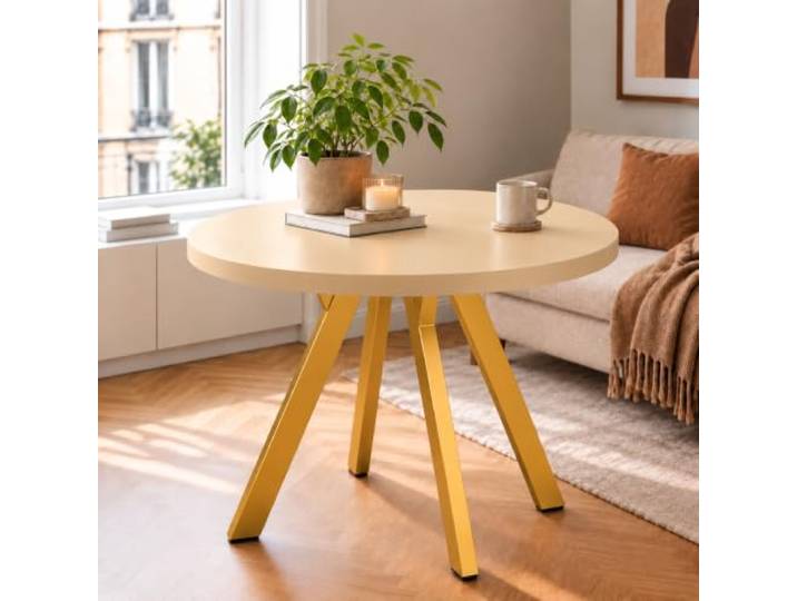 DAMALE MÖBEL Runder Esstisch ausziehbar von 100–300 cm mit stabilen Beinen Kaschmir, Runder Tisch, Durchmesser 100–300, Moderner Design, Wohnzimmertisch und Küchentisch, Stabile Konstruktion