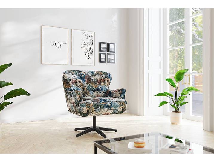 Sessel Lodging Multicolor Microfaser Flora 83 x 97 x 87cm