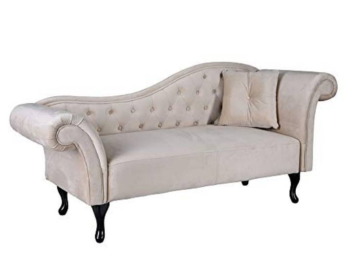 Samt Recamiere Vintage Sofa Chaiselongue Chesterfield Ottomane Couch Beige 185cm Liege fha072 Palazzo Exklusiv