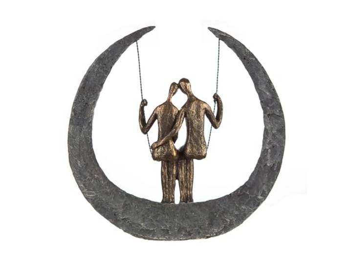 Casablanca Skulptur Swing, Deko Figur Bronze, Grau, Kunstharz Statue Wohnzimmer, Büro Dekoration H. 30 cm x B. 32 cm - Moderne Skulpturen Couple, Liebe, Hochzeit, Valentinstag