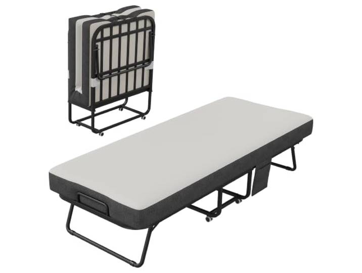 GarveeHome Klappbett 79 x 190 cm Inkl. 12,7 cm Matratze, Gästebett Klappbar Faltbares Reisebett mit stabilem Metallrahmen, Stabiles Klappbett auf Rollen für Erwachsene & Büro, Platzsparend