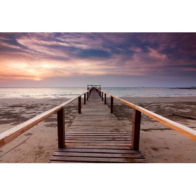 Fototapete PAPERMOON "Steg am Strand", bunt, B:4m L:2,6m, Vlies, Tapeten