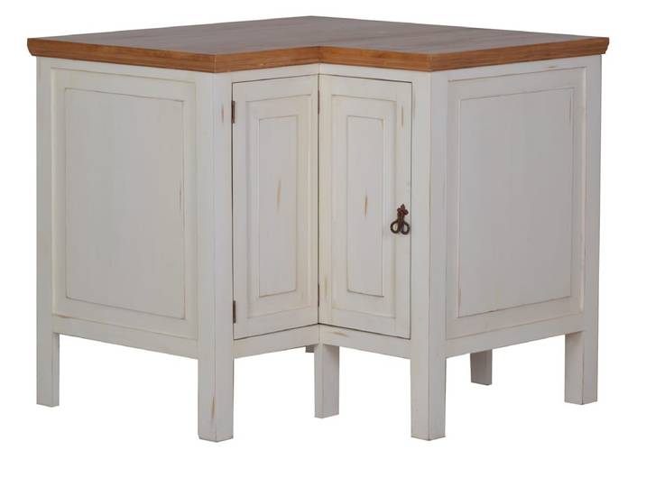 MiaMöbel Mexico Eckmodul Old White Massivholz Pinie Landhaus Mexiko Möbel Mexikanisch