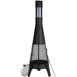 VEVOR Gartenkamin, φ508x1495 mm Terrassenofen, konischer Kamin zum Grillen & Wärmen, Aztekenofen für draußen mit Grillgitter, Kaminmantel & rostfreiem Kamindeckel, für Terrasse, Garten, Hinterhof