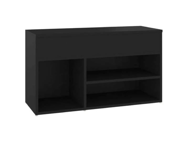Schuhbank Schwarz 80x30x45 cm Holzwerkstoff mit Truhe und 2 Einlegeböden 2 Einlegeböden, Fach links, Truhe, Sitzfläche, Holzwerkstoff, Schwarz, Flur, Diele