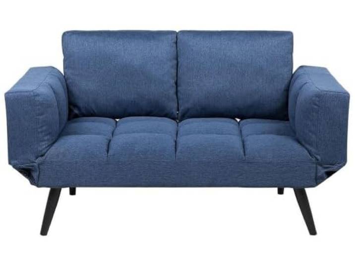 Beliani 2-Sitzer Schlafsofa Stoff Marineblau gepolstert gesteppt mit verstellbaren Armlehnen modern Brekke
