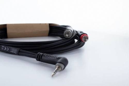 Cordial 14858 Klinke / Cinch Audio Y-Adapter [1x Klinkenstecker 3.5mm - 2x Cinch-Stecker] 1m Schwarz PVC-Mantel, Zwillingsleitung