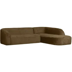 Ecksofa Sloping aus Struktursamt, modern und komfortabel, rechts, brassbraun, elegantes Design