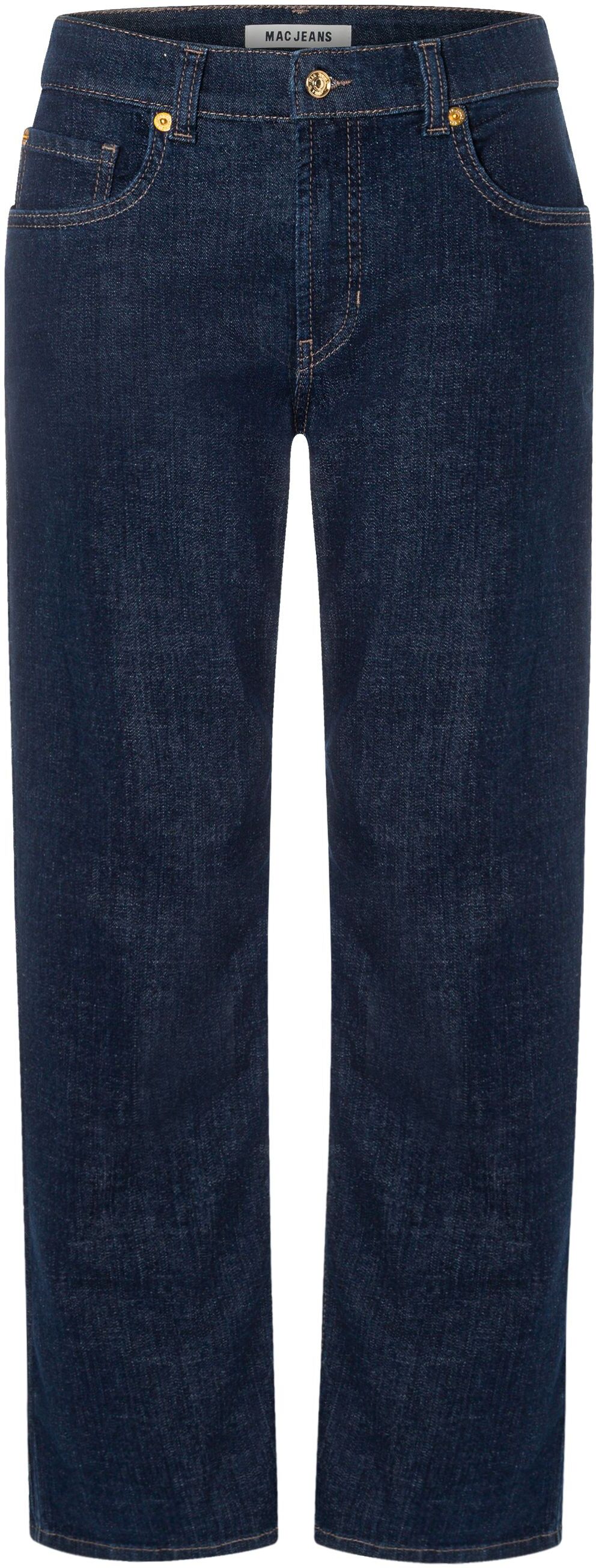 Straight-Jeans MAC "GINA straight", Damen, Gr. 34, Länge 30, blau (fashion rinsed), Denim/Jeans, Obermaterial: 99% Baumwolle, 1% Elasthan, straight fit lang, Jeans Straight-Jeans, Mittlere Leibhöhe mit bequemer Taille fashion rinsed 34, Länge 30