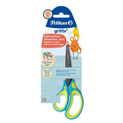 Pelikan Schere griffix Schule, Neon Fresh Blue, Linkshänder, Spitz 15 cm