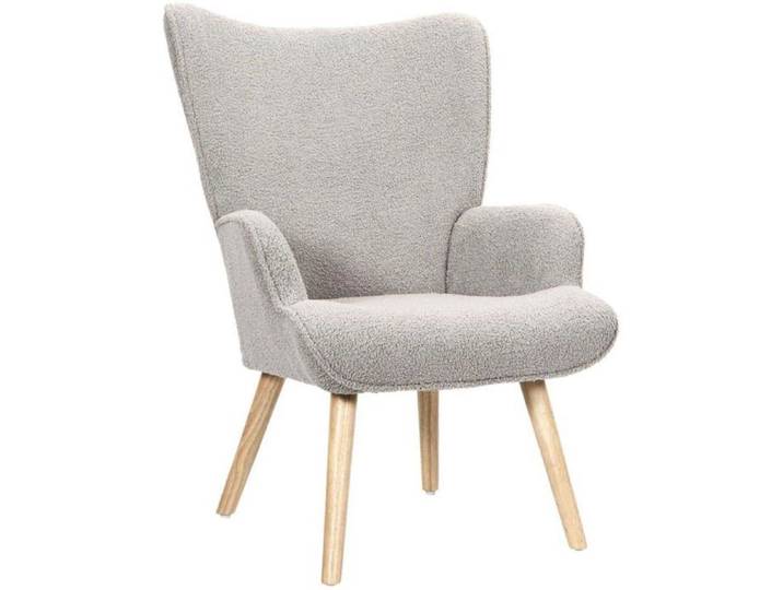 Fauteuil - HOME DECO FACTORY - Rhea - Bouclette - Gris