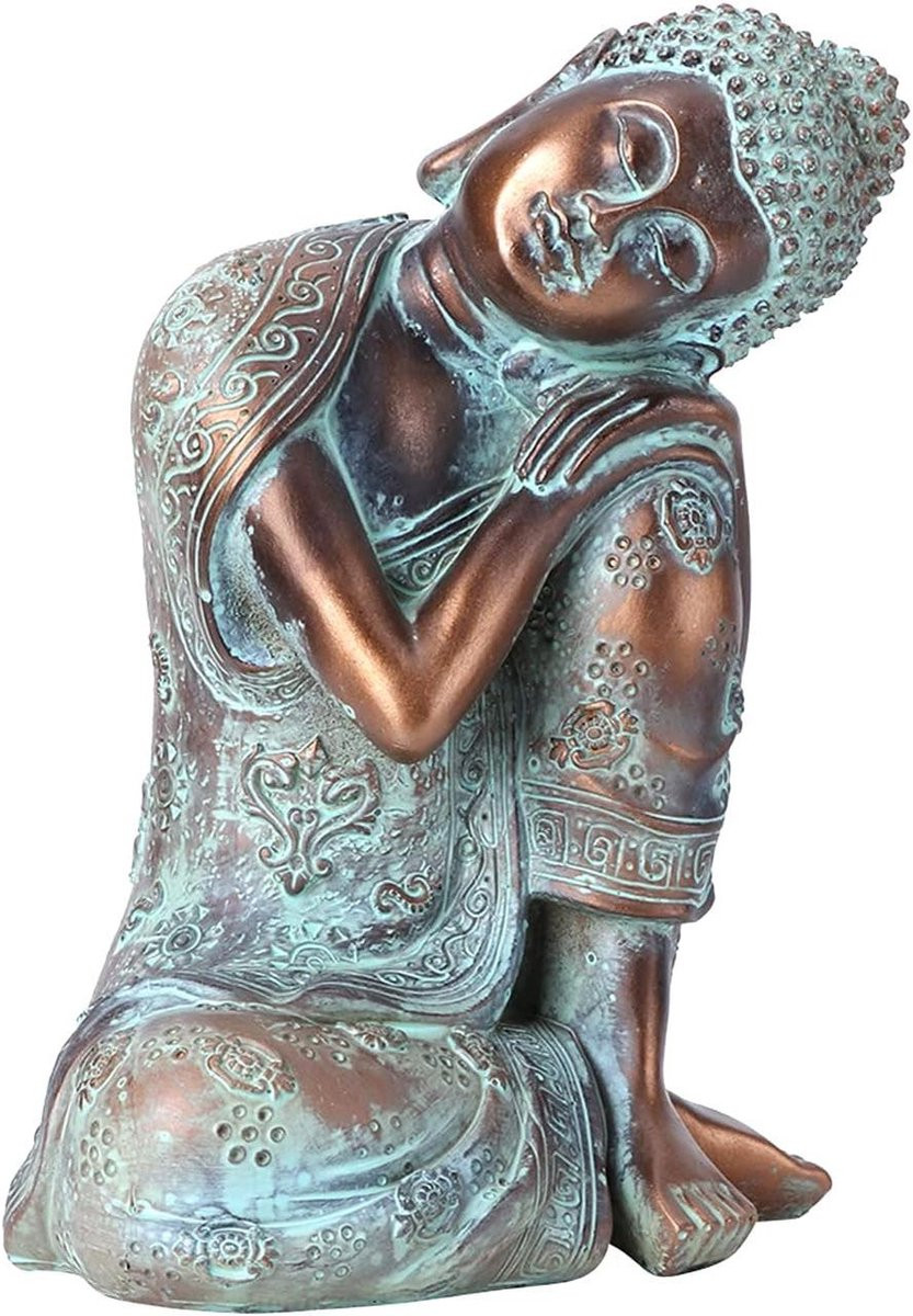 Handgeschilderd Boeddhabeeld Decoratie - Meditatie Sculptuur - Multicolor