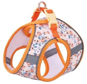 Uplifted Finds Meadow Soft Floral Harness & Leash Set orange Harness s