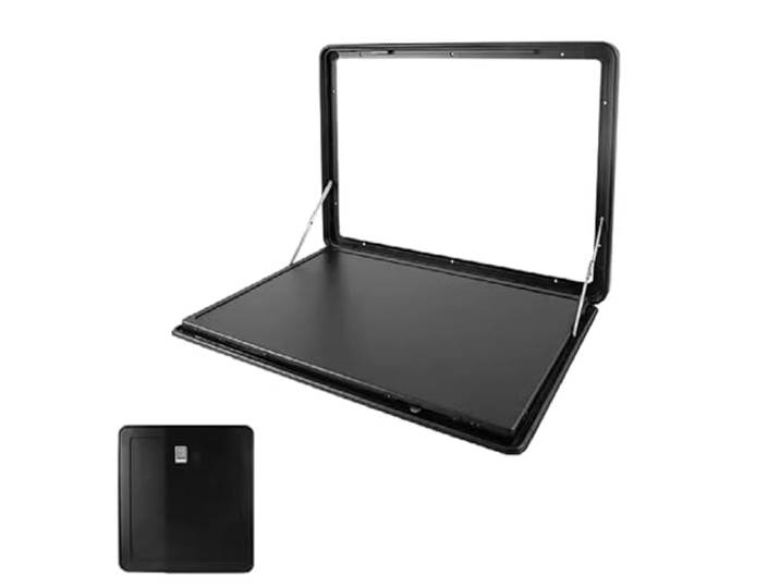 JINGSHIQIAOPL Klapptisch für Wohnmobile, RV-Außen-Esstisch, Klappbarer Wandtisch, Maximale Tragkraft 35 Kg, Seitlich Aufhängbarer Außentisch für Camper und Wohnmobile(Black,50 * 35cm/20''*14'')