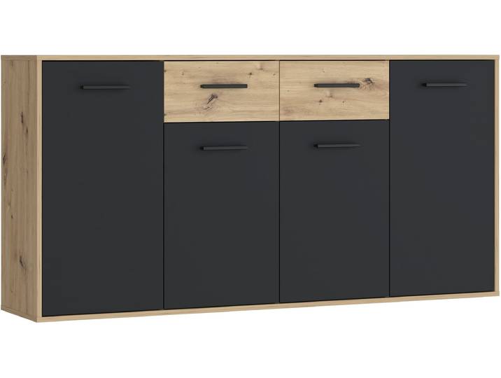 Sideboard FORTE Sideboard, verschiedene Dekore, Schubkästen , schwarz (artisan eiche, schwarz), B:162,3cm H:81,7cm T:34,2cm, Spanplatte, Sideboards, Sideboard