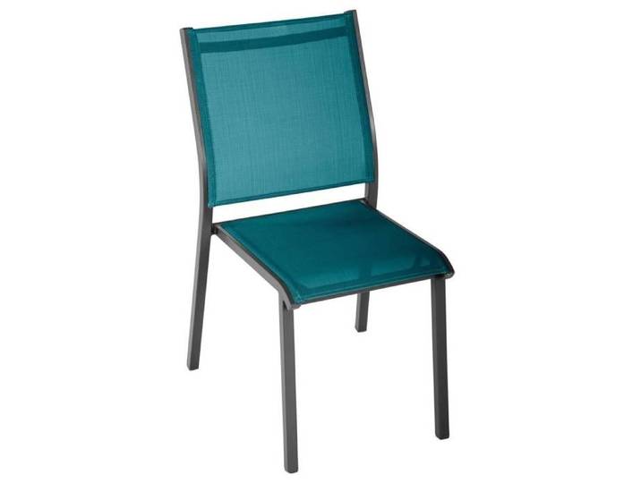 Chaise de jardin empilable  Essentia  bleu canard & graphite en aluminium traité époxy - Hespéride