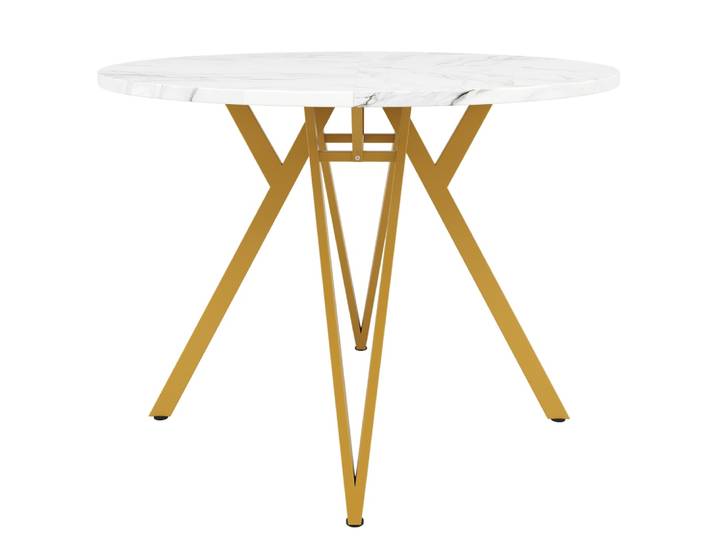 Table de salle à manger ronde, pieds en métal, 100 cm, dorée