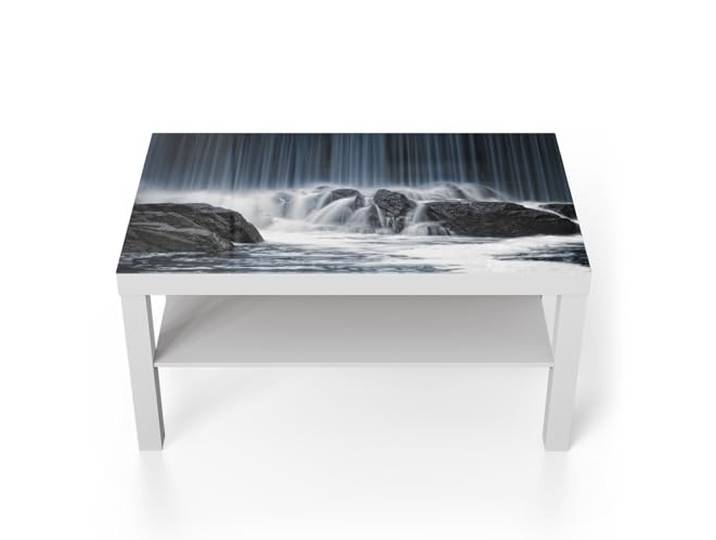 DEQORI Glastisch weiß groß 90x50 cm Motiv Fließende Stille ausgefallener Beistelltisch aus Glas Hochglanz Couchtisch fürs Wohnzimmer moderner Couch Tisch mit Design