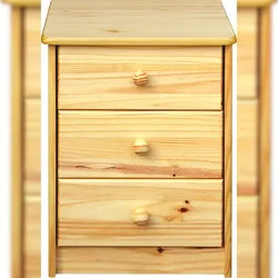 Möbilia Kommode | 3 Schubladen | Kiefer-Holz massiv | B 43 x T 35 x H 57 cm | natur-lackiert | 19020001 | Serie KOMMODE